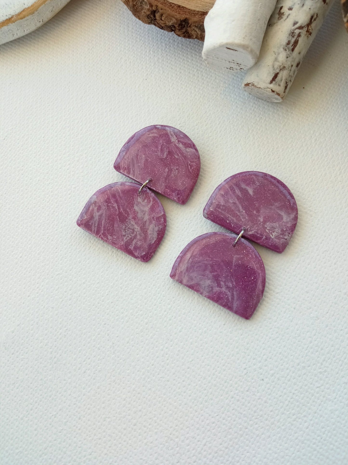 Violet marbled statement studs