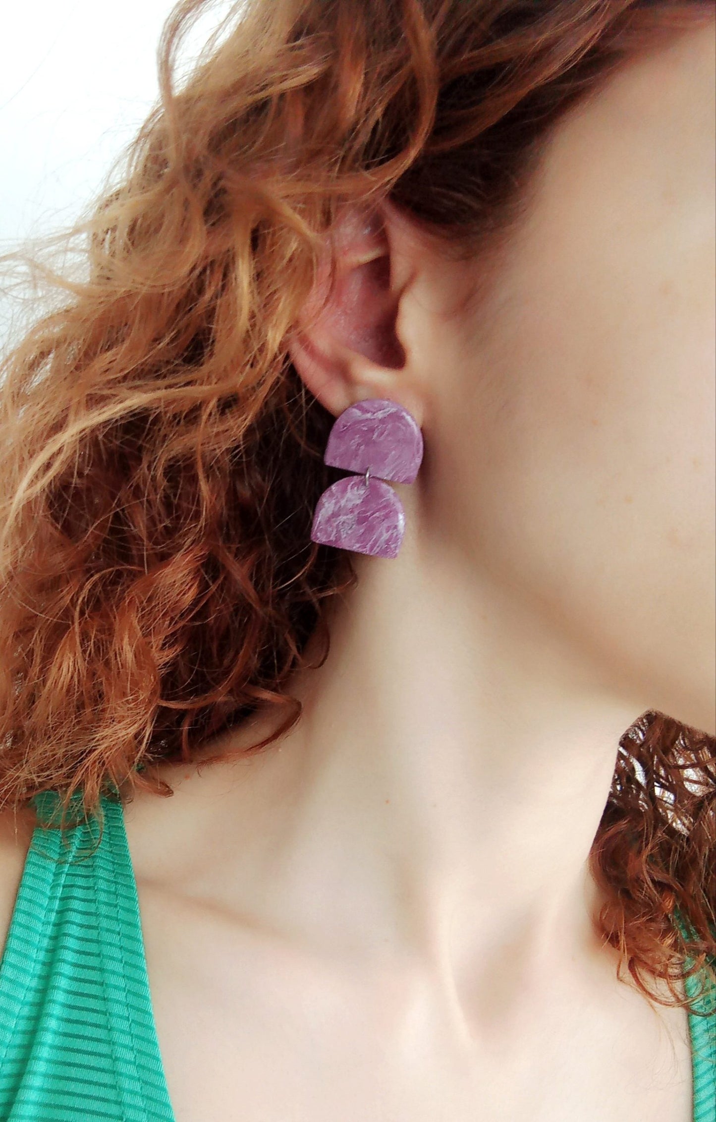 Violet marbled statement studs