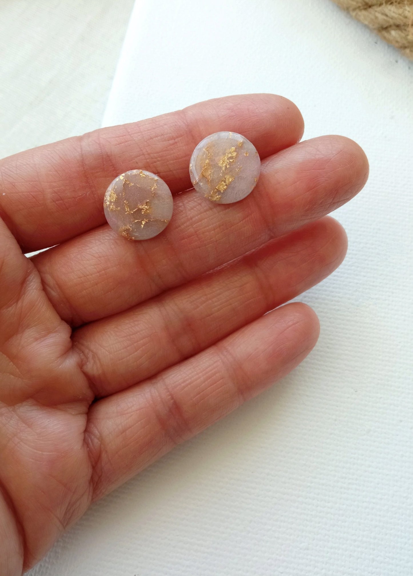 Rose quartz studs