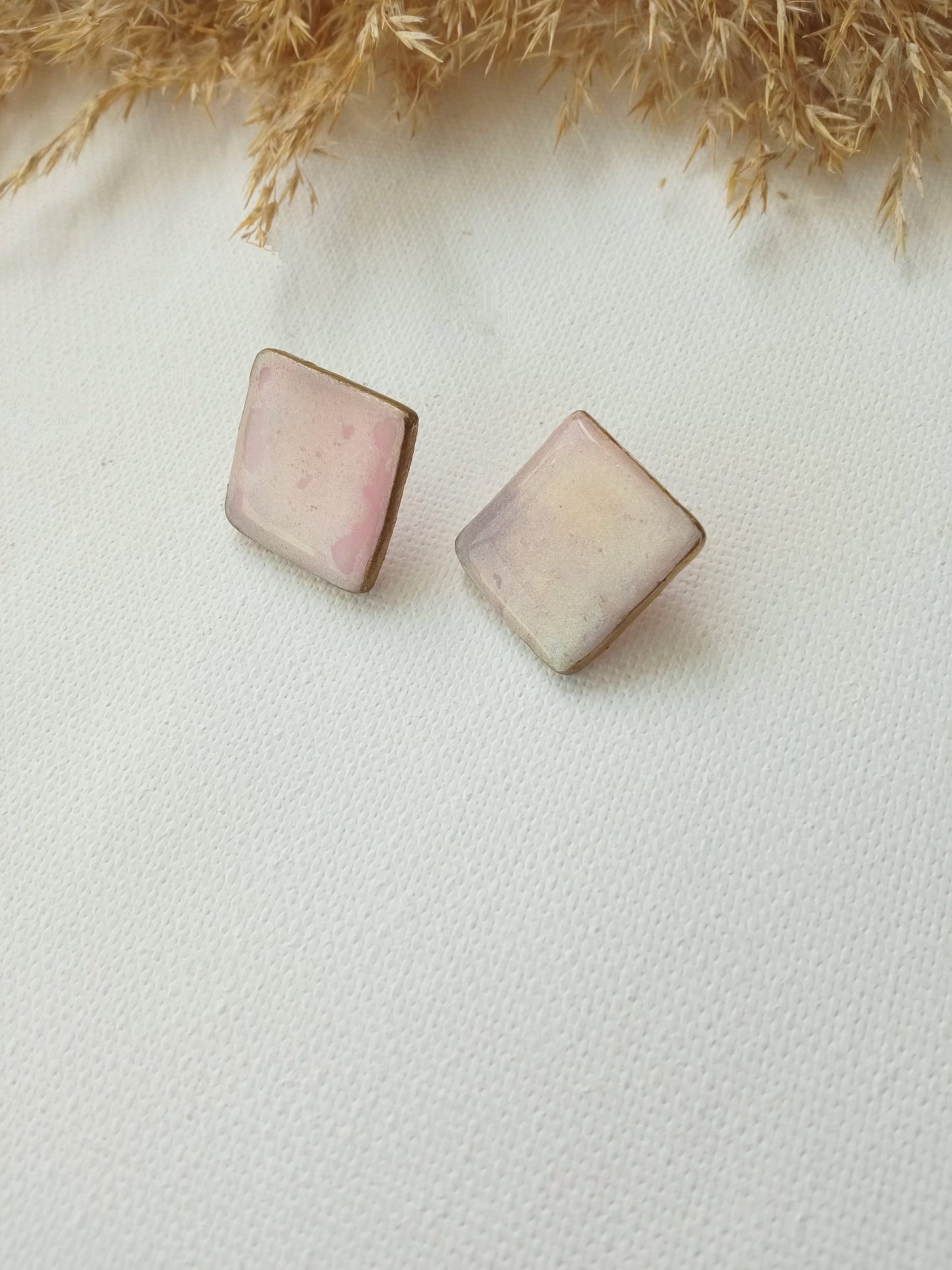 Translucent metallic sqaure studs