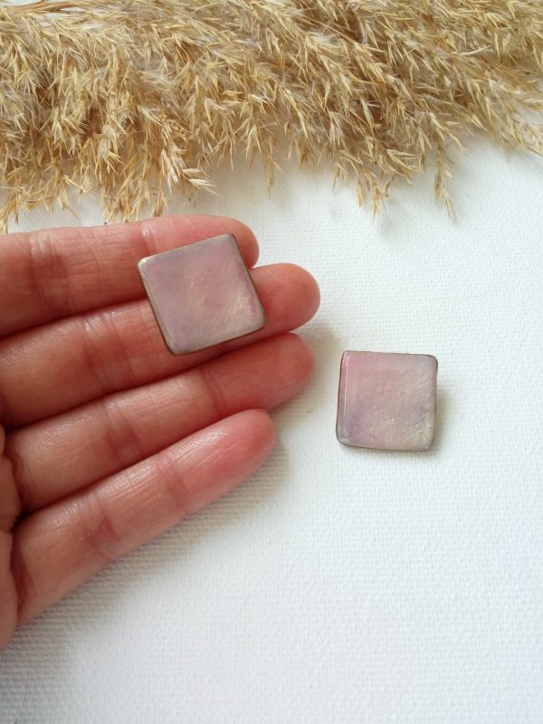 Translucent metallic sqaure studs