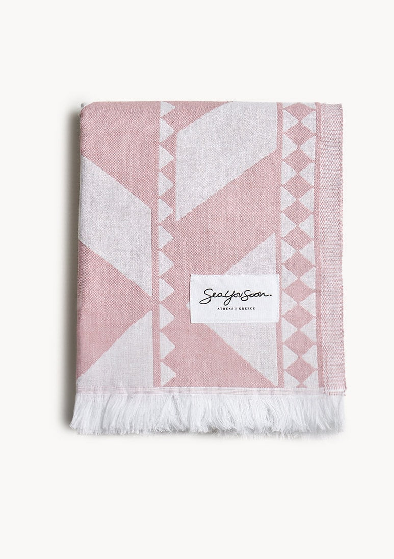 Andalucia Jacquard Beach Towel - Dusty Pink