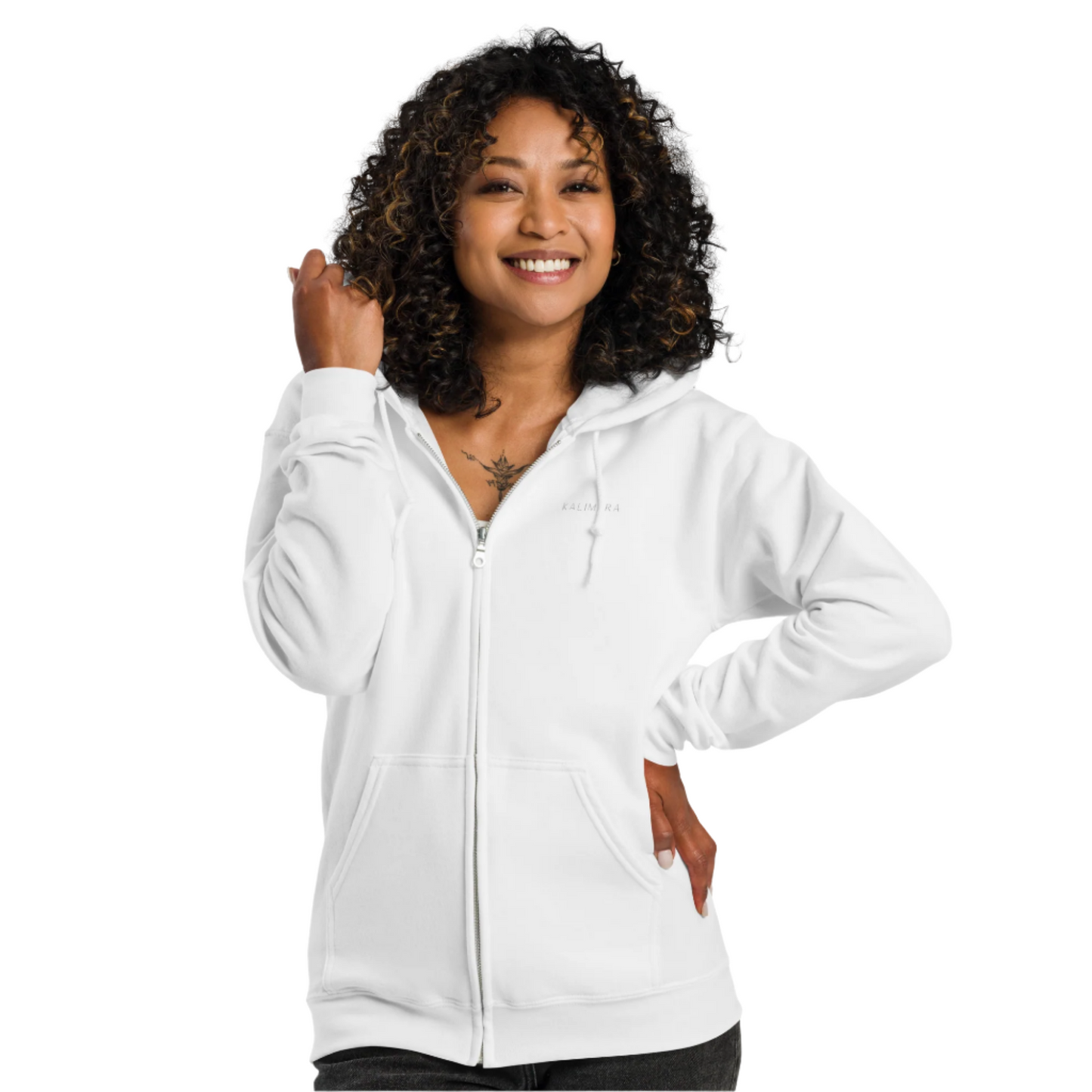 White Unisex heavy blend zip hoodie