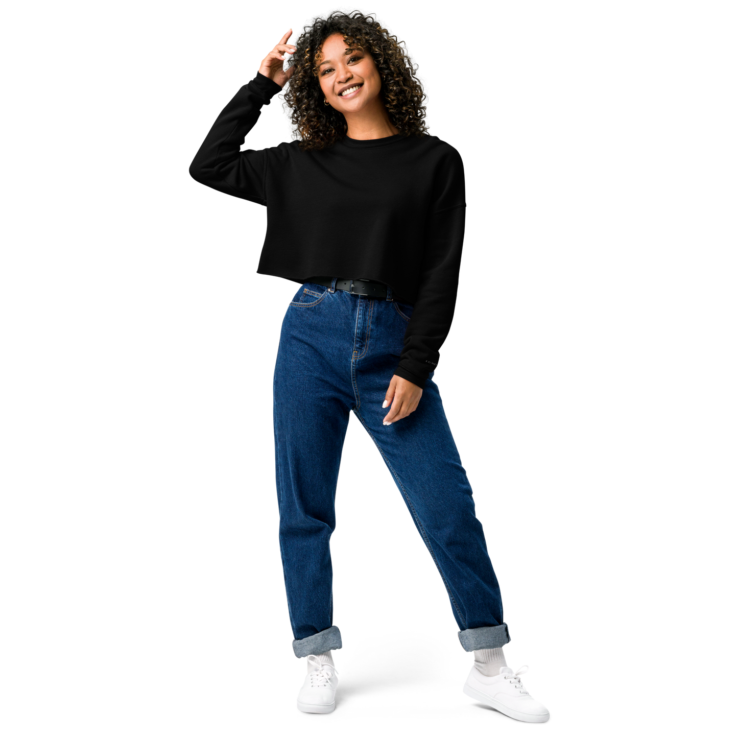 Ladies Black Crop Sweatshirt