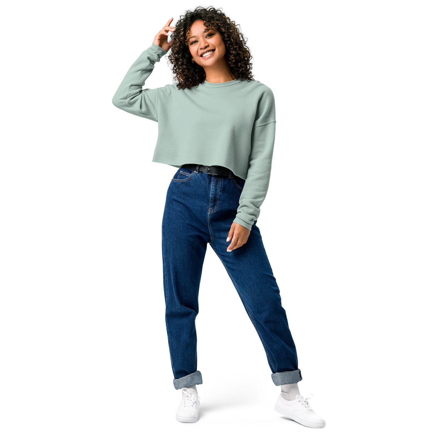 Ladies Dusty Blue Crop Sweatshirt