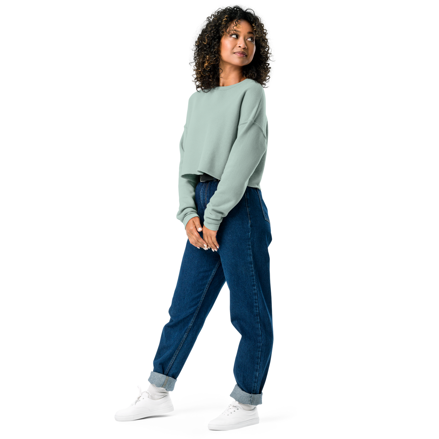 Ladies Dusty Blue Crop Sweatshirt