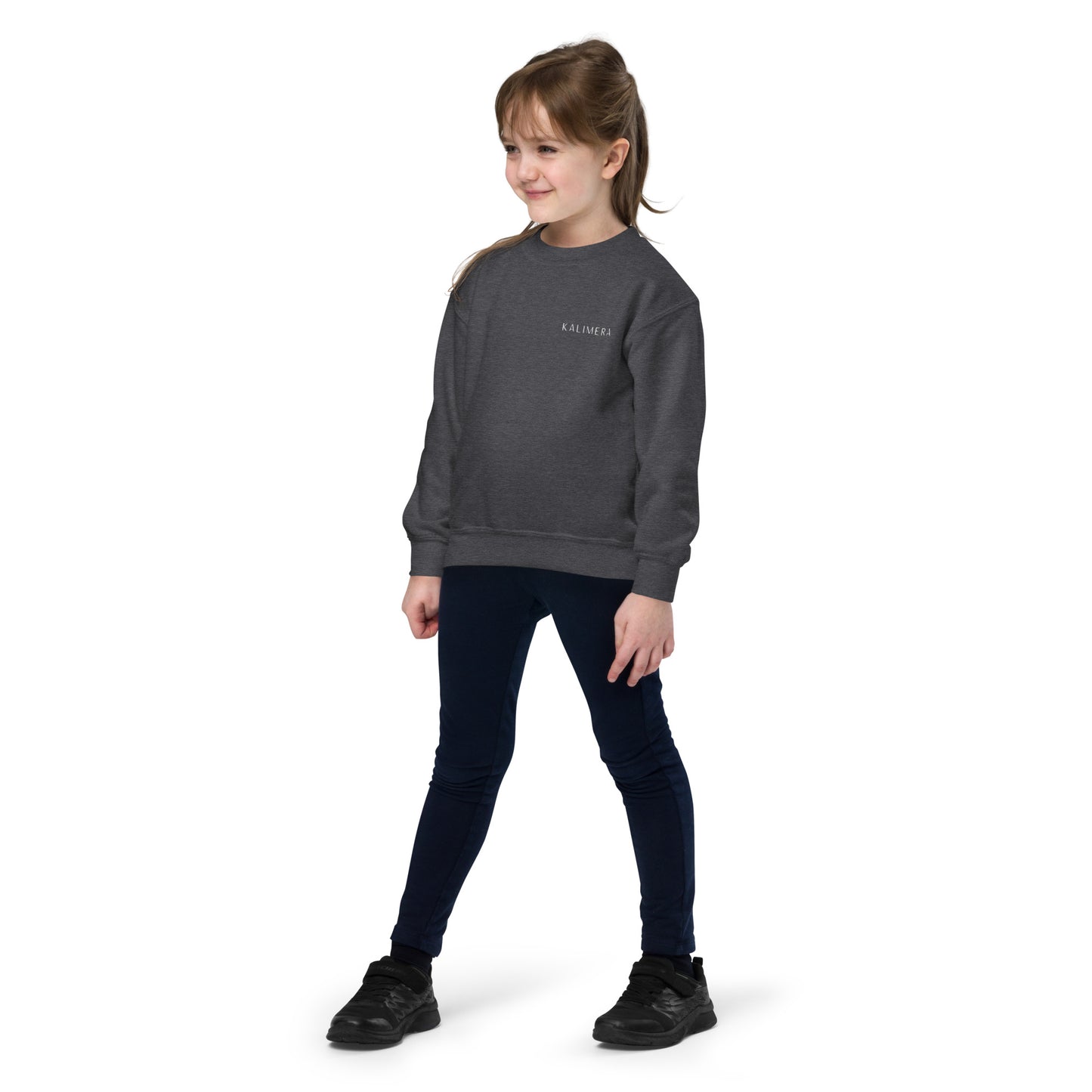 Dark Heather youth crewneck sweatshirt